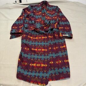Pendleton Wool Southwestern Blanket Robe Coat Purple Geometric Aztec Men-L-5449